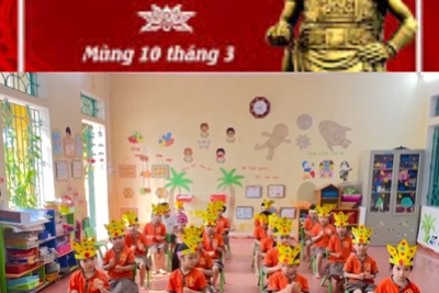 HOẠT ĐỘNG HƯỚNG TỚI NGÀY GIỖ TỔ HÙNG VƯƠNG VÀ KỶ NIỆM NGÀY GIẢI PHÓNG MIỀN NAM, THỐNG NHẤT ĐẤT NƯỚC CỦA CÁC CON LỚP 5 TUỔI B2